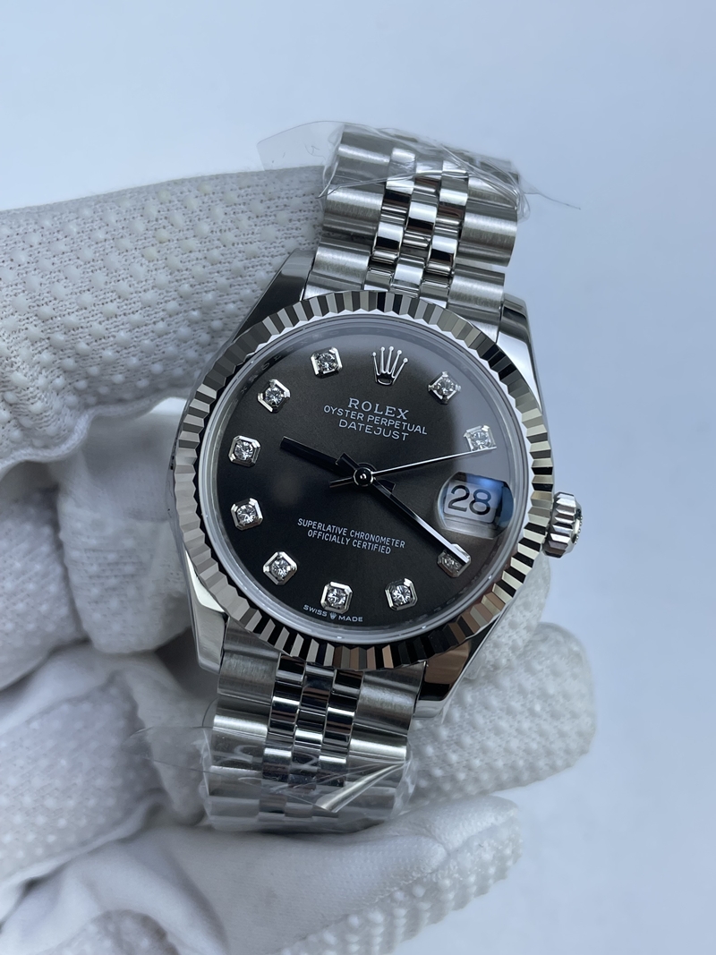 (준비완료/특급배송)NO.3126/롤렉스 데이저스트 31mm 여성용 시계 그레이다이얼 텐포인트 플루티드 베젤 쥬빌레 밴드 (QP공장)